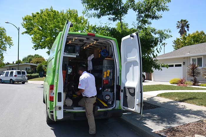 Technician preparing to work